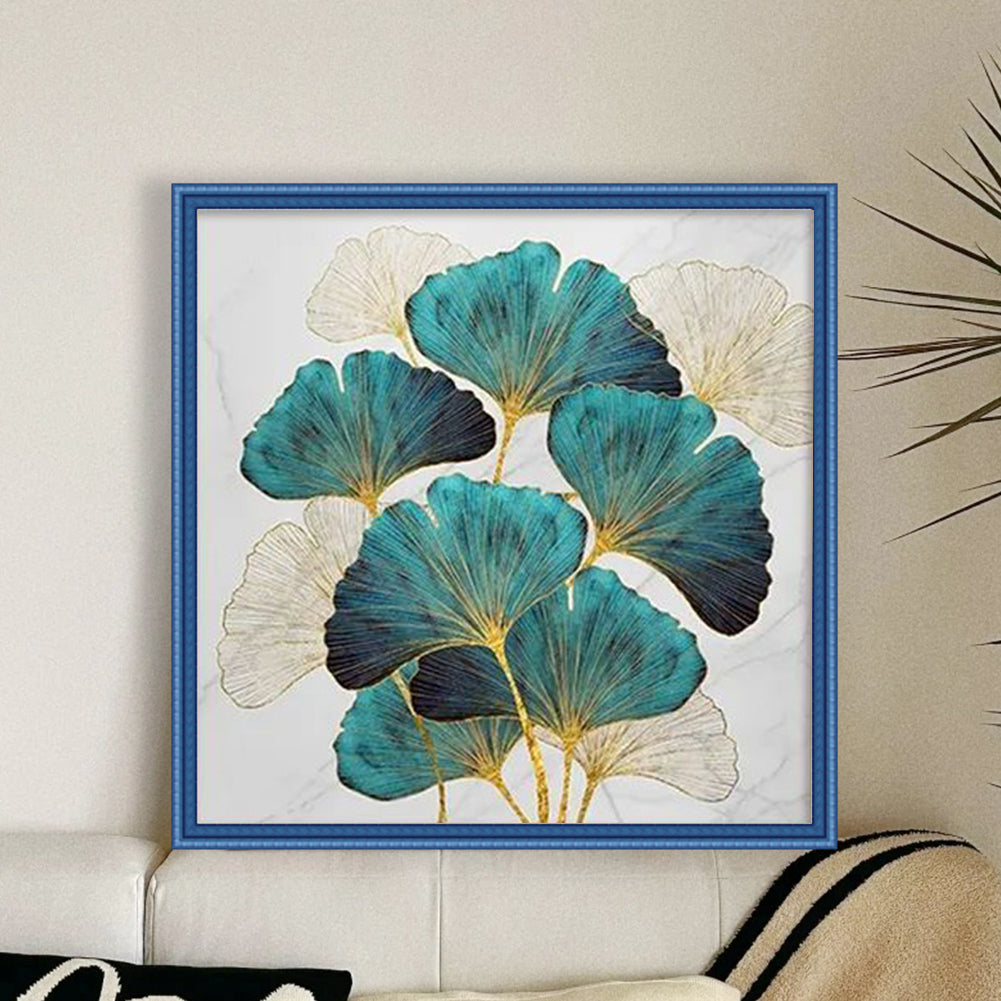 Ginkgo Leaf - Partial 9CT Stamped Cross Stitch - Bead Embroidery 45x45CM/17.72x17.72in