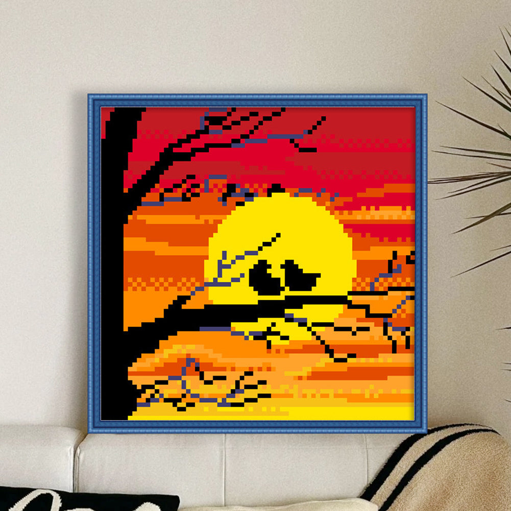 Dusk - Full 9CT Stamped Cross Stitch - Bead Embroidery 20x20CM/7.87x7.87in