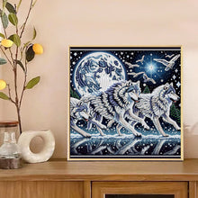 Load image into Gallery viewer, Moonlight Wolf Pack 30*30CM(Canvas) Partial Special Shaped Drill Diamond Painting