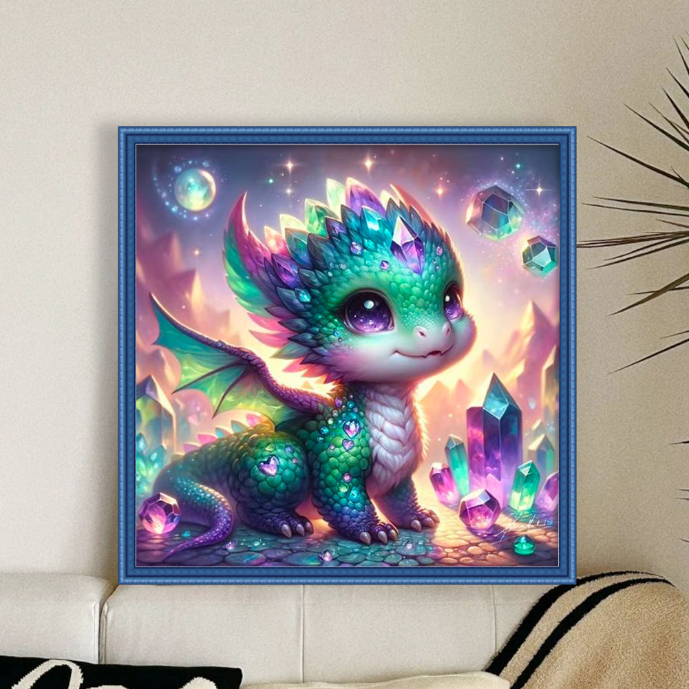 Colorful Cute Dragon - Full 11CT Stamped Cross Stitch 40x40CM - Yishu