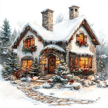 Load image into Gallery viewer, Snowy House 30*30CM(Canvas) Full Round Drill Diamond Painting