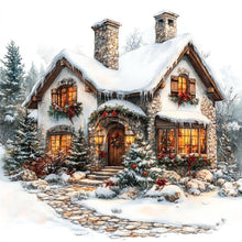 Load image into Gallery viewer, Snowy House 30*30CM(Canvas) Full Round Drill Diamond Painting