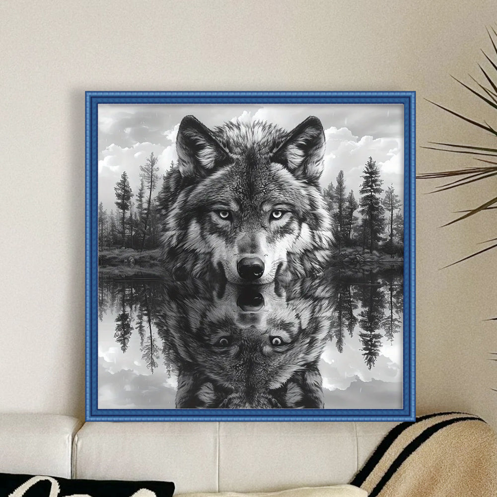 Wolf Forest - Full 14CT Stamped Cross Stitch 50x50CM - Huacan