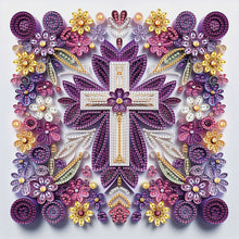 Load image into Gallery viewer, Purple And White Cross 30*30CM(Canvas) Partial Special Shaped Drill Diamond Painting