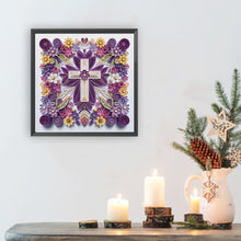 Load image into Gallery viewer, Purple And White Cross 30*30CM(Canvas) Partial Special Shaped Drill Diamond Painting