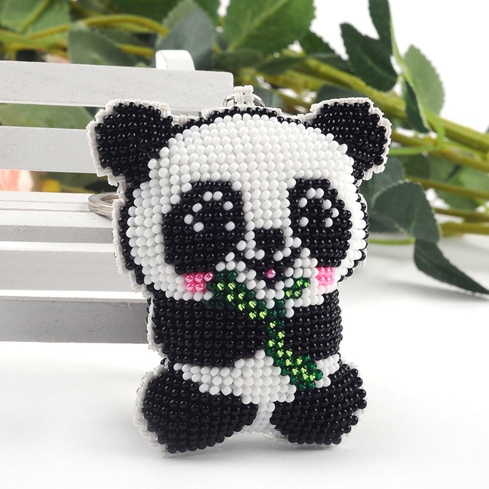 Bamboo Panda Beaded Counted Cross Stitch Ornament Kit Cross Stitch Bead Pendants