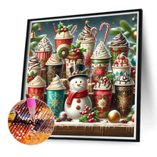 Load image into Gallery viewer, Christmas Atmosphere Coffee Snowman 40*40CM(Canvas) Full Round Drill Diamond Painting
