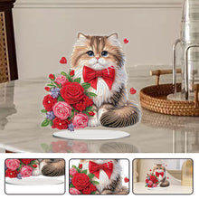 Load image into Gallery viewer, 2D Flat Print Cat Rose DIY Desktop Diamond Art Kits Bedroom Table Decoration
