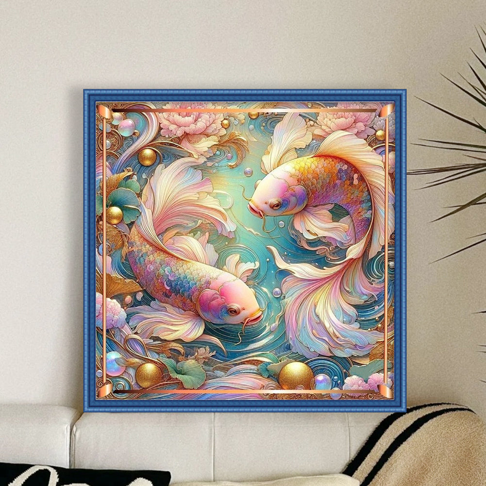 Lucky Koi - Full 11CT Stamped Cross Stitch 50x50CM - Huacan