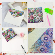 Load image into Gallery viewer, 6Pcs Flowers Diamond Painting Greeting Card Rhinestones Diamond Wish Card