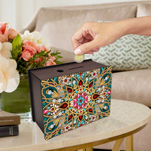 Load image into Gallery viewer, Wooden Mandala Diamond Painting Money Saving Box Desktop Coin Bank for Beginners