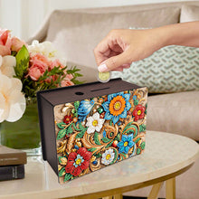 Load image into Gallery viewer, Wooden Flower Diamond Painting Money Saving Box Desktop Coin Bank for Beginners