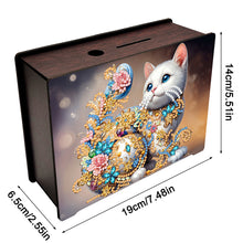 Load image into Gallery viewer, Wooden Cat Diamond Painting Money Saving Box Desktop Coin Bank for Home Decor