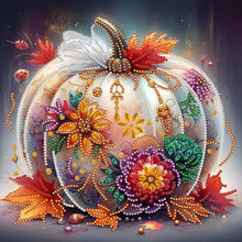 Load image into Gallery viewer, Pumpkin With Flowers 30*30CM(Canvas) Partial Special Shaped Drill Diamond Painting
