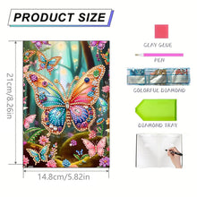 Load image into Gallery viewer, 50-Page A5 Size Butterfly Diamond Painting Diary Book Holiday Birthday Gift