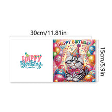 Load image into Gallery viewer, 6PCS DIY Birthday Cat Diamond Art Greeting Cards Congratulations Cards & Gifts