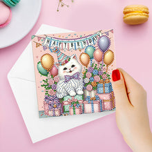 Load image into Gallery viewer, 6PCS DIY Birthday Cat Diamond Art Greeting Cards Congratulations Cards & Gifts