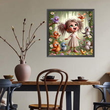 Load image into Gallery viewer, Singing Birds And Girl In The Forest 40*40CM(Canvas) Full Round Drill Diamond Painting