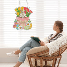 Load image into Gallery viewer, Special Shape Easter Lily Bunny Diamond Painting Hanging Pendant for Party