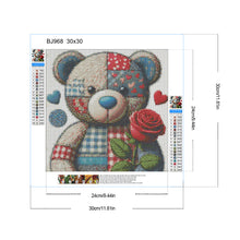 Load image into Gallery viewer, Patchwork Rose Teddy Bear 30*30CM(Canvas) Full Round Drill Diamond Painting