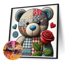 Load image into Gallery viewer, Patchwork Rose Teddy Bear 30*30CM(Canvas) Full Round Drill Diamond Painting