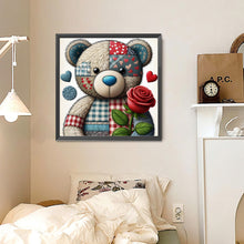 Load image into Gallery viewer, Patchwork Rose Teddy Bear 30*30CM(Canvas) Full Round Drill Diamond Painting