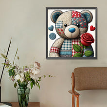 Load image into Gallery viewer, Patchwork Rose Teddy Bear 30*30CM(Canvas) Full Round Drill Diamond Painting