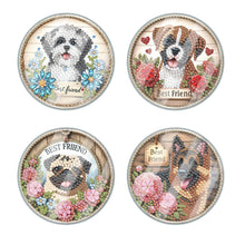 Load image into Gallery viewer, 4pcs Set DIY Puppy Full Drill Diamond Painting Coaster Can Be Washed With Water