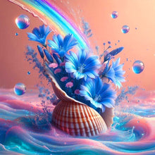 Load image into Gallery viewer, Dream Blue Flower Shell 30*30CM(Canvas) Full Round Drill Diamond Painting