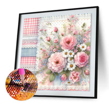 Load image into Gallery viewer, Pink Plaid Flowers 30*30CM(Canvas) Full Round Drill Diamond Painting