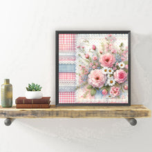 Load image into Gallery viewer, Pink Plaid Flowers 30*30CM(Canvas) Full Round Drill Diamond Painting