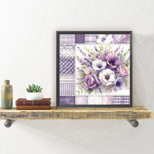 Load image into Gallery viewer, Purple Plaid Flowers 30*30CM(Canvas) Full Round Drill Diamond Painting