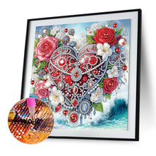 Load image into Gallery viewer, Valentine'S Day Heart Flowers 30*30CM(Canvas) Partial Special Shaped Drill Diamond Painting