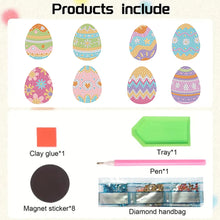 Load image into Gallery viewer, 8Pcs Easter Egg DIY Diamond Painting Fridge Magnets for Car Mailbox Decor