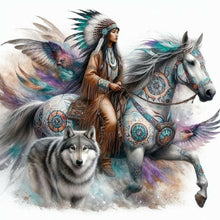 Load image into Gallery viewer, Indian Woman, Wolf, And Horse 40*40CM(Canvas) Full Round Drill Diamond Painting