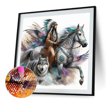 Load image into Gallery viewer, Indian Woman, Wolf, And Horse 40*40CM(Canvas) Full Round Drill Diamond Painting