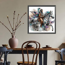 Load image into Gallery viewer, Indian Woman, Wolf, And Horse 40*40CM(Canvas) Full Round Drill Diamond Painting