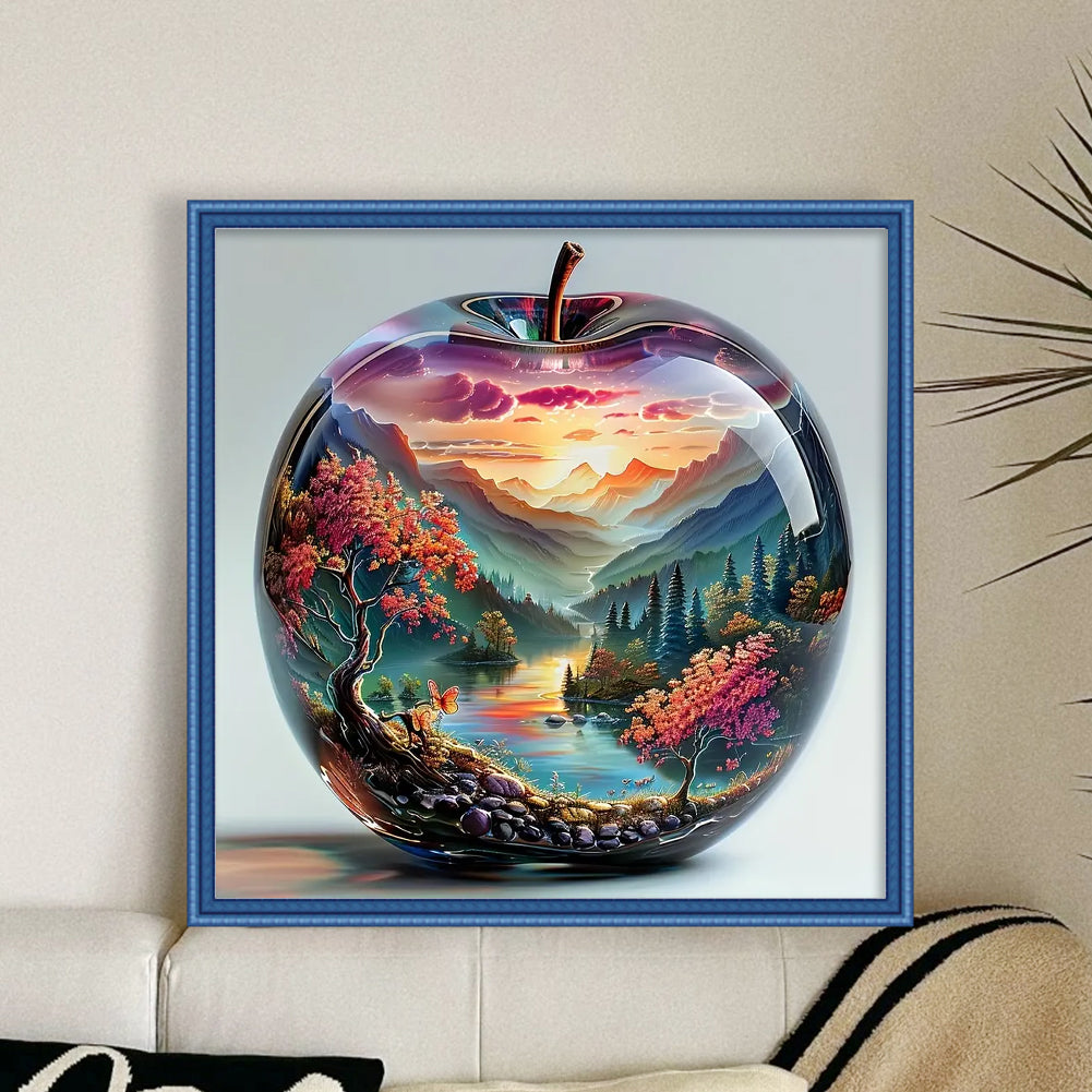 Scenery In Crystal Apple - Full 14CT Stamped Cross Stitch 45x45CM - Huacan