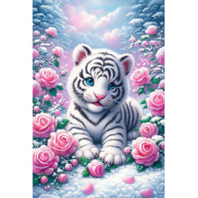 Load image into Gallery viewer, Rose, White Tiger 40*60CM(Canvas) Full Round Drill Diamond Painting