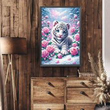 Load image into Gallery viewer, Rose, White Tiger 40*60CM(Canvas) Full Round Drill Diamond Painting