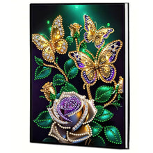 Load image into Gallery viewer, 50-Page A5 Butterfly Rose Diamond Painting Notebook for Adults Holiday Birthday