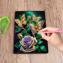 Load image into Gallery viewer, 50-Page A5 Butterfly Rose Diamond Painting Notebook for Adults Holiday Birthday
