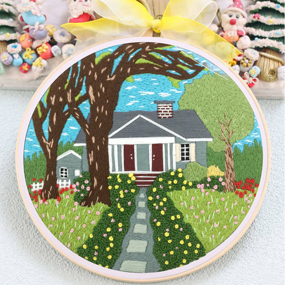 Paradise - DIY Embroidery Cross Stitch Kit with Pattern Cotton Threads Needles Hoop 30x30CM/11.81x11.81in
