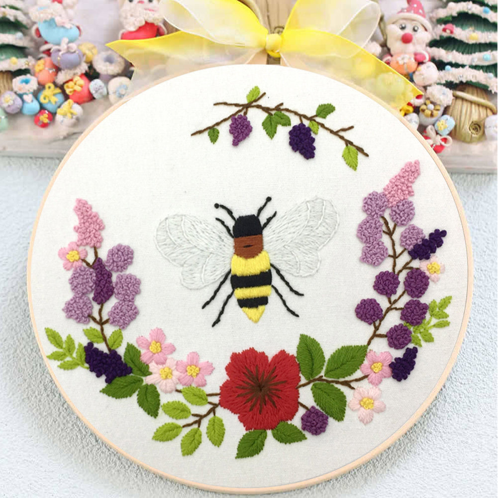 Whispers Among Flowers - DIY Embroidery Cross Stitch Kit with Pattern Cotton Threads Needles Hoop 30x30CM/11.81x11.81in