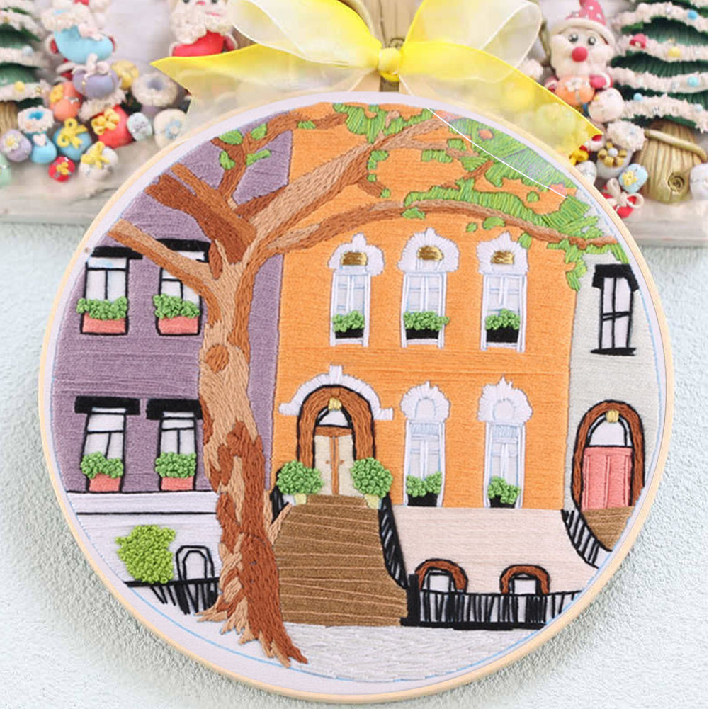 Cool Summer - DIY Embroidery Cross Stitch Kit with Pattern Cotton Threads Needles Hoop 35x35CM/13.78x13.78in