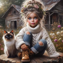 Load image into Gallery viewer, Cute Girl 30*30CM(Canvas) Full Round Drill Diamond Painting
