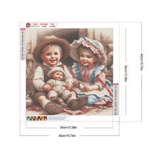 Load image into Gallery viewer, Boy And Girl With Dolls 40*40CM(Canvas) Full Round Drill Diamond Painting