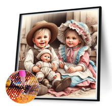 Load image into Gallery viewer, Boy And Girl With Dolls 40*40CM(Canvas) Full Round Drill Diamond Painting