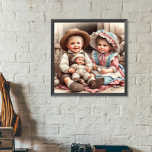 Load image into Gallery viewer, Boy And Girl With Dolls 40*40CM(Canvas) Full Round Drill Diamond Painting