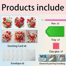Load image into Gallery viewer, 6Pcs Valentines Day Diamond Painting Greeting Card for Adults Beginners